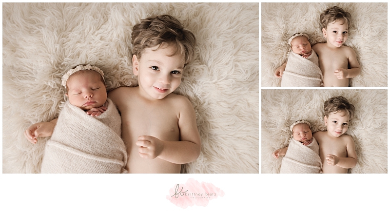 Calgary Newborn Photographer baby girl and older brother